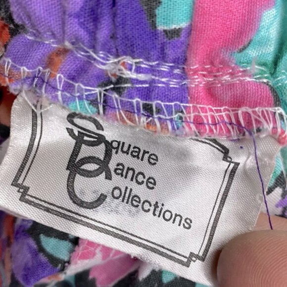 Vintage Square Dance Collections Pink Purple Floral Ruffled Tiered Skirt M - Picture 3 of 14